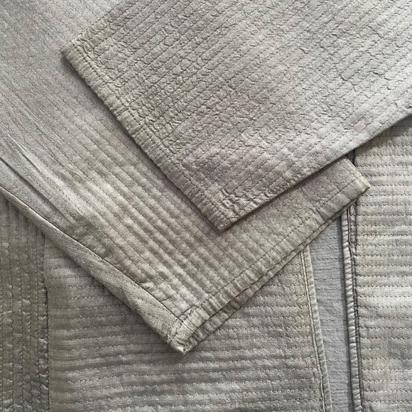 Eileen Fisher Open Front Quilted Silk Tussah Jacket Women's Sz 1X/XL Grey Green - Picture 13 of 15